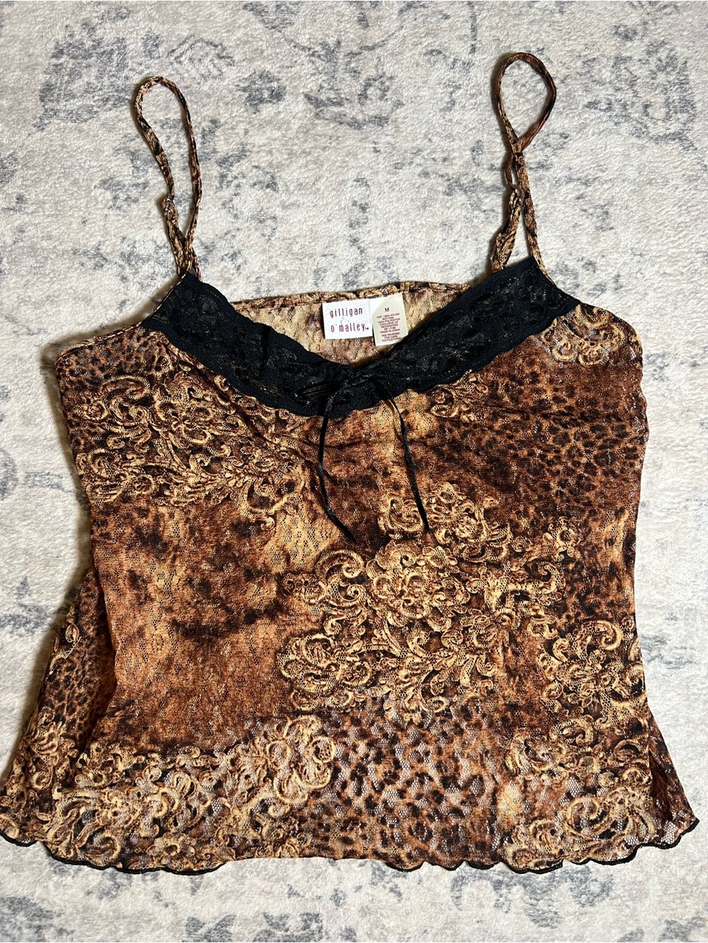 Gilligan & O'Malley Brown and Black Lace-Trim Printed Camisole - Picture 1 of 3